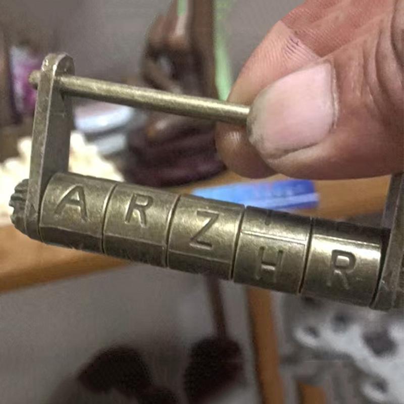 Chinese Retro Antique Vintage Combination Letter Password Lock Padlocks For Jewelry Boxes Valentine's Day Escape Room Props Gift