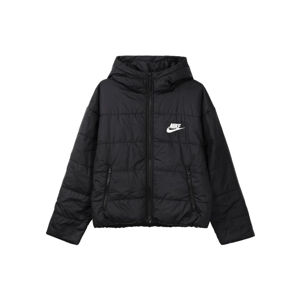 Nike Женская укороченная стеганая куртка с капюшоном из синтетического наполнителя для спорта Черная CZ1467-010