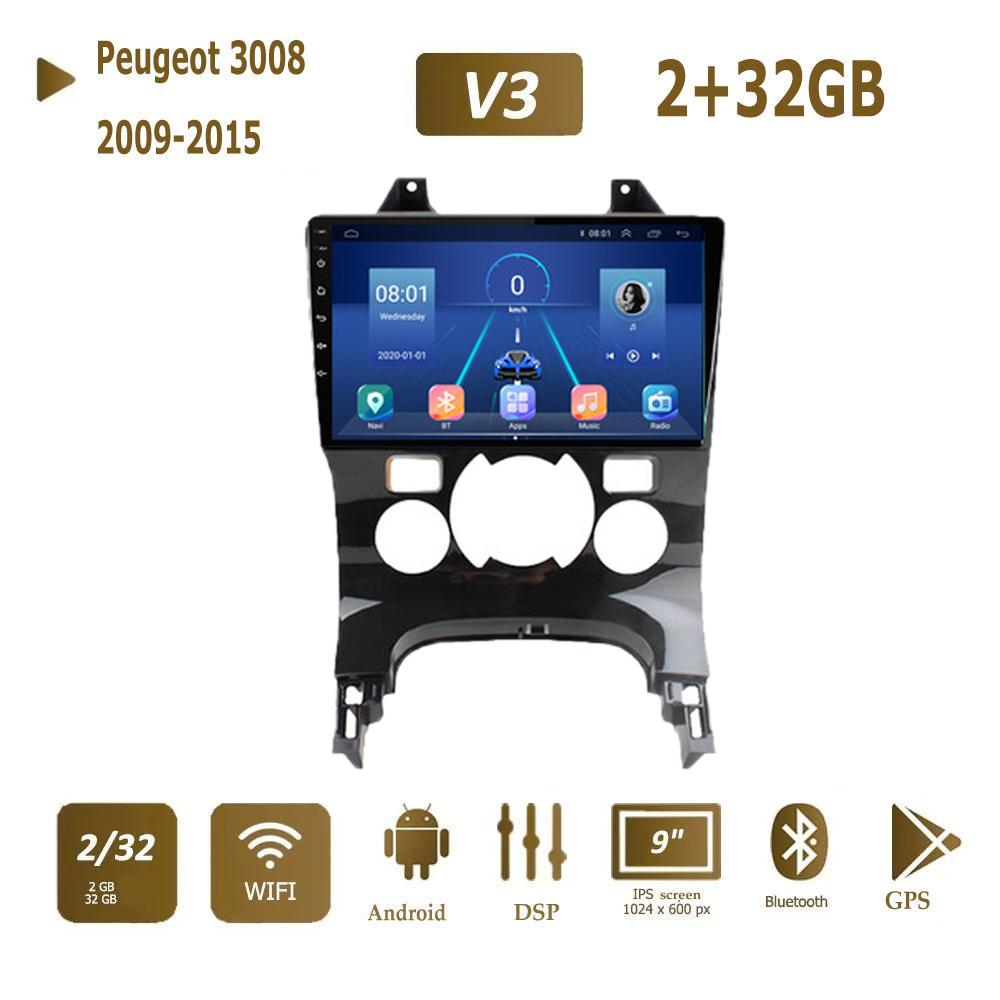 Android 2 Din Car Multimedia Player For Peugeot 3008 2009-2015 Head Unit Stereo Carplay GPS Navigation BT WIFI