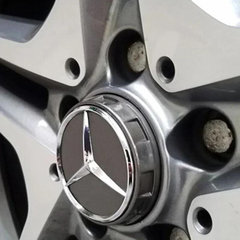 AABHZ1 4pcs 75mm Car Wheel Center Cover for Mercedes Benz Logo A45 CLA45 C63 GLA45 G63 Emblem Car Hub Caps Decoration A0004000900