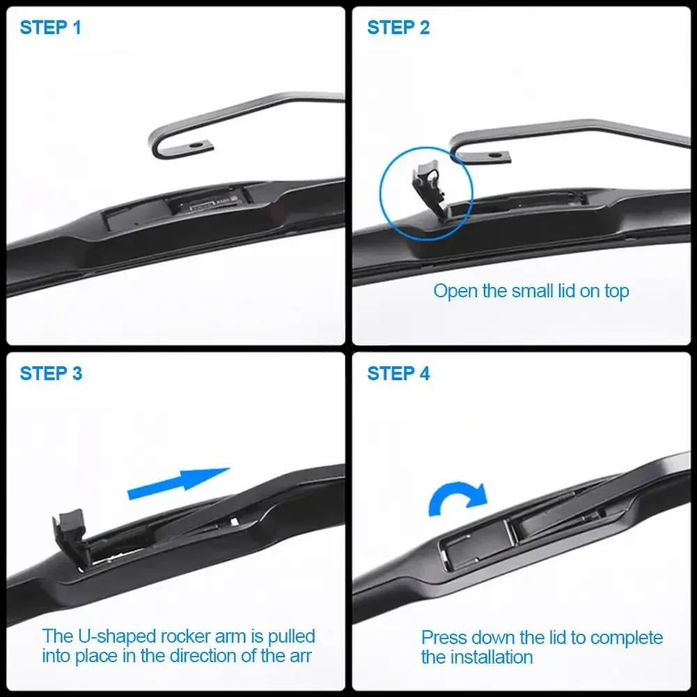 1 шт. Щетки стеклоочистителя для автомобиля, универсальные U-образные, мягкие, резиновые, без косточек, прочные, снижающие уровень шума, автомобильные дворники 14", 16", 19", 20", 22"