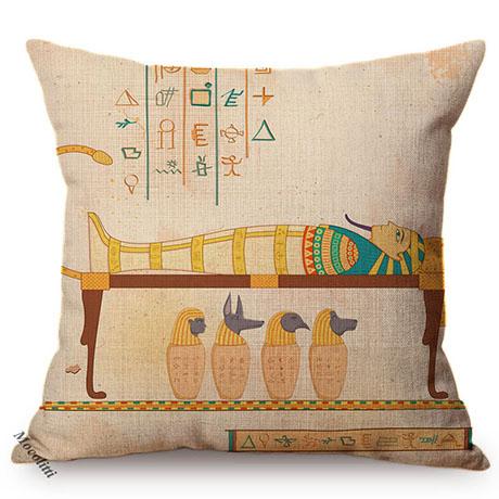 Ancient Egyptian Pharaoh Totem Vintage Home Decorative Throw Pillow Case Cotton Linen Tradition Culture Sofa Waist Cushion Cover