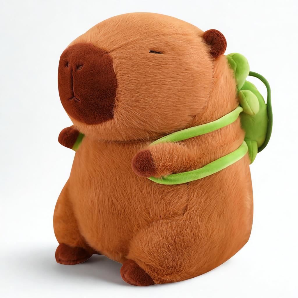 Rowaica Capybara Plush Toy with Turtle Backpack, Fluffy Body Pillow Cushion Toy, Soothing Item, Birthday Gift (Medium)