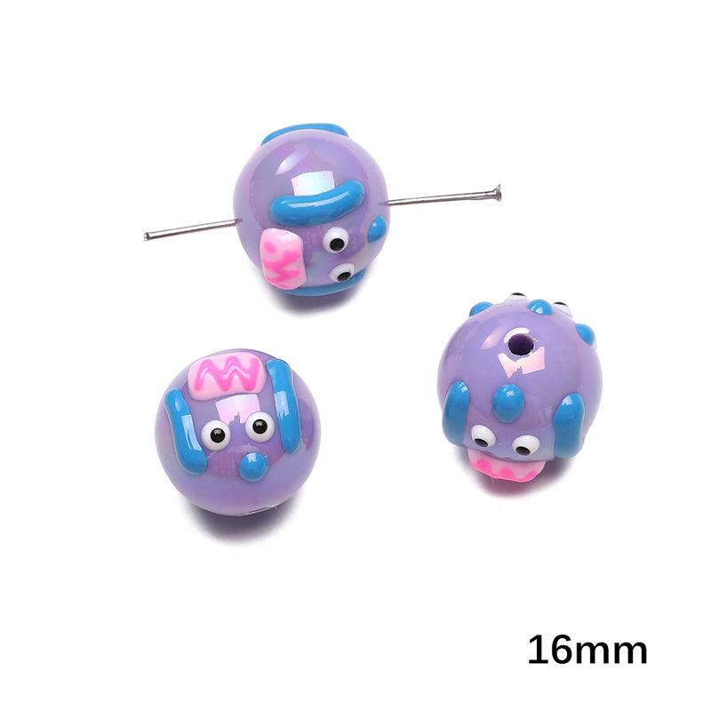 Handmade Beads Acrylic Double-sided Hand-painted Round Beads Graffiti Handmade Beads Diy Weaving Cell Phone Chain String Loose Beads Material