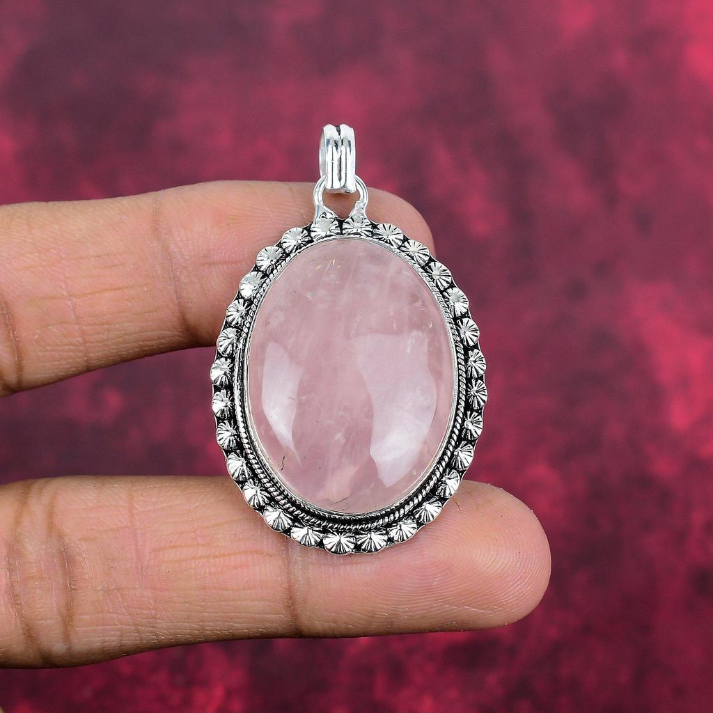 Ювелирные изделия из розового кварца, кулон из стерлингового серебра 925 пробы, ювелирные изделия ручной работы с драгоценными камнями, подарки для жены, абсолютно новый кулон