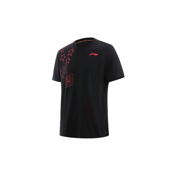 Футболка с короткими рукавами и буквенным принтом Li Ning, унисекс, черный цвет AHST363-3