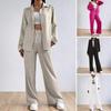 2 шт./компл., женская рубашка и брюки, комплект со свободными лацканами, однобортная блузка средней длины с длинными рукавами, высокая эластичная талия, широкие брюки, повседневная одежда