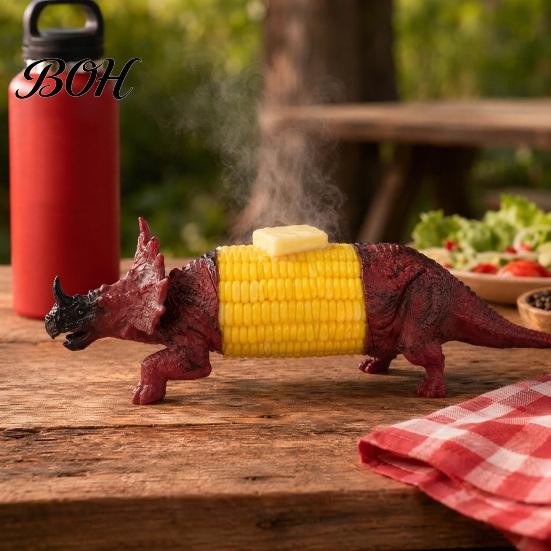 Kids Corn Holder Dinosaur Cob Holder, 3D Printed Fork, Creative Skewers with Stainless Shaped Steel Forks, Funny BBQ Picks for Party Camping, Novelty