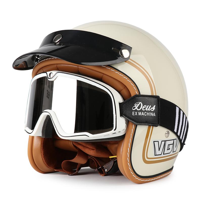 Ретро шлем, мотоциклетный шлем для круизов в любое время года, полушлем, мужской и женский шлем с пузырчатым визором, защитный шлем для электровелосипеда