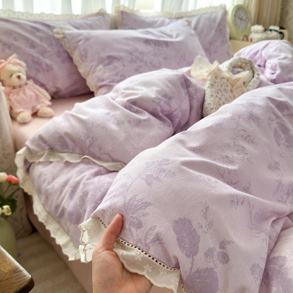 100% Хлопок Очень Толстый Теплый Фланелевый Кружевной Зимний Комплект - 4 Предмета