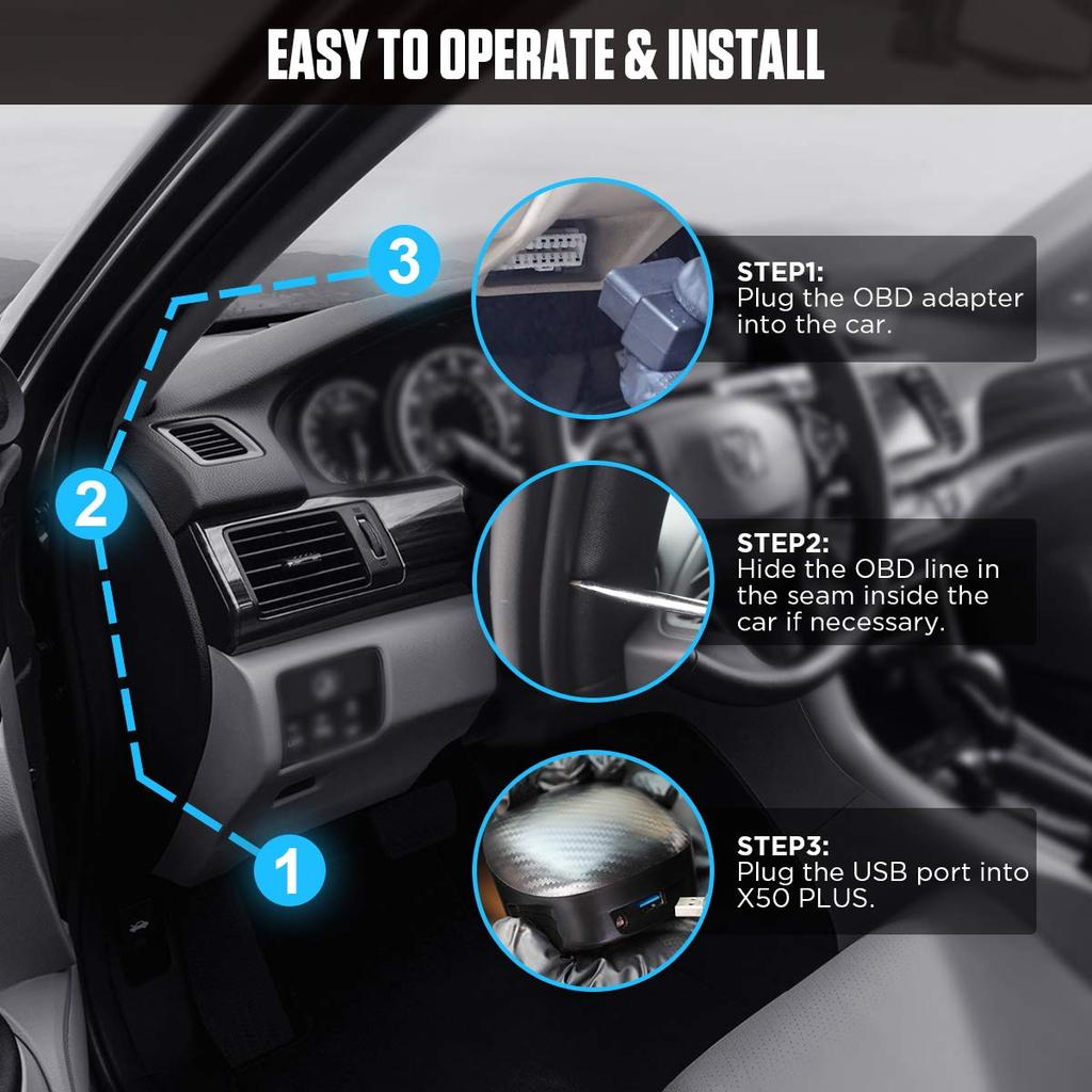 X50 Plus Car OBD HUD Многофункциональный цифровой измерительный прибор Сигнализация OBD Дисплей водительского компьютера Совместимость с 12 В OBDII дизельными автомобилями