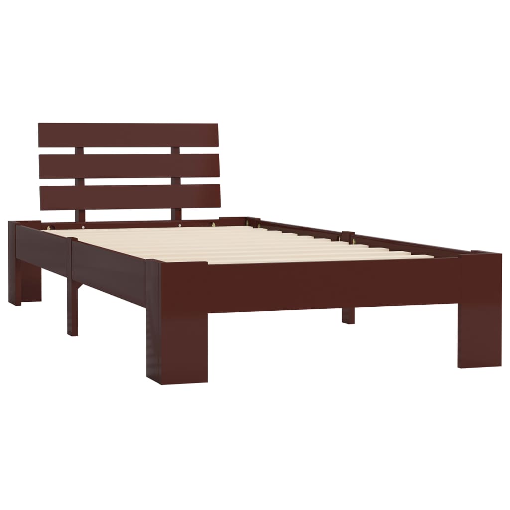 Solid Wood Bed Frame Dark Brown Pine 90x200 cm