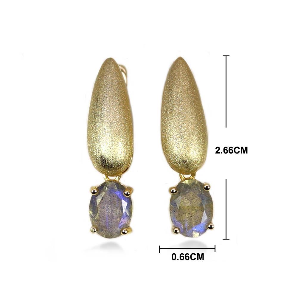 Bolaijewelry Natural Labradorite Oval 6*8mm Ring Earrings Jewelry Set 925 Sterling Silver Women Fine Jewelry Anniversary Party Birthday Gift