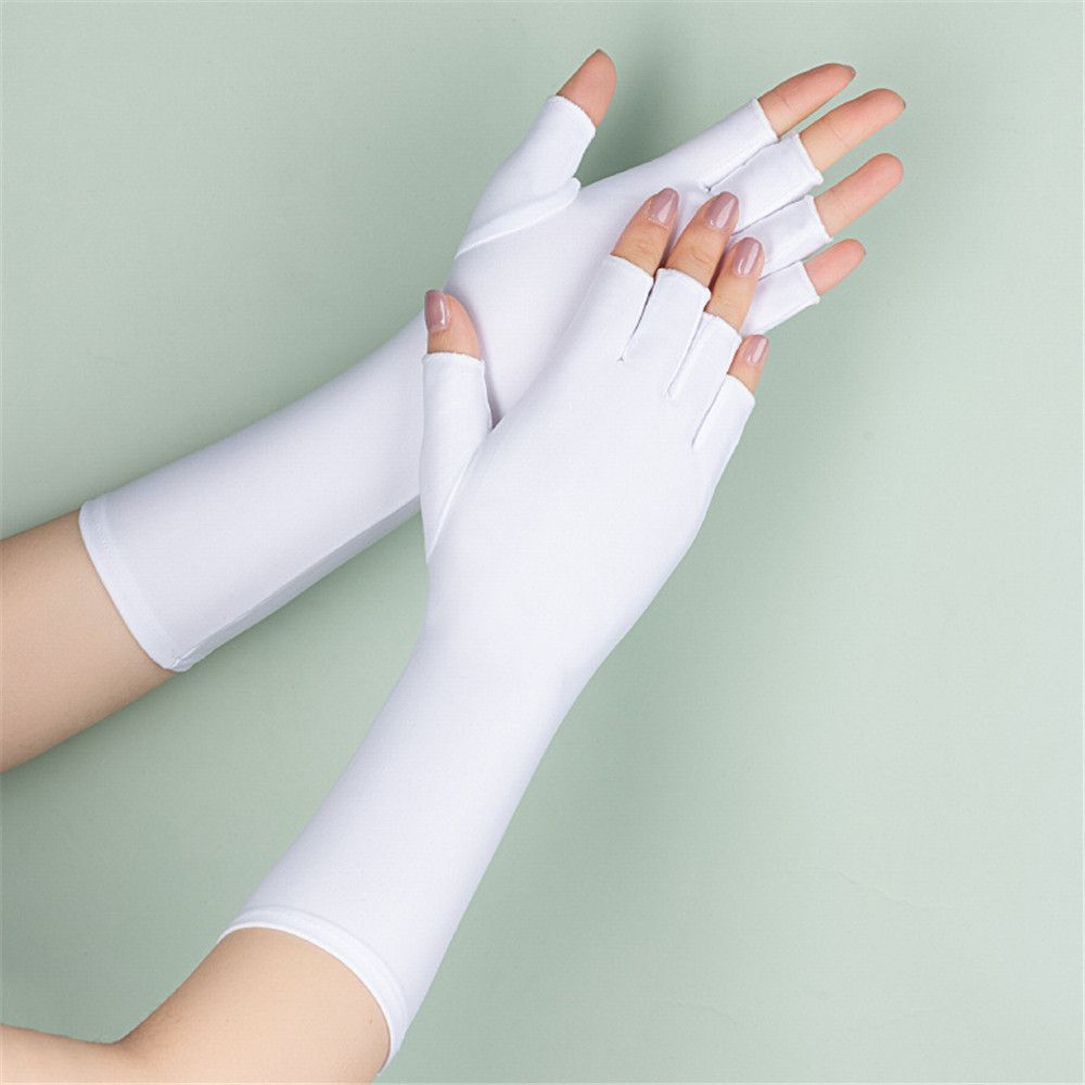 Accessories Arm Cool Solid Mittens Sunscreen Protection Half Finger Sleeves Fingerless Long Gloves
