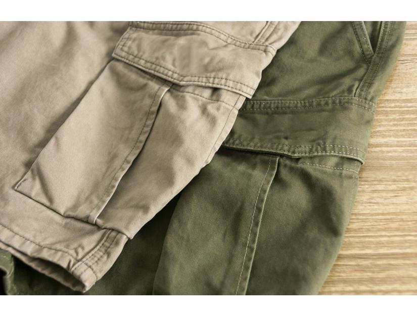 Мужские повседневные рабочие шорты цвета хаки в стиле ретро с несколькими карманами