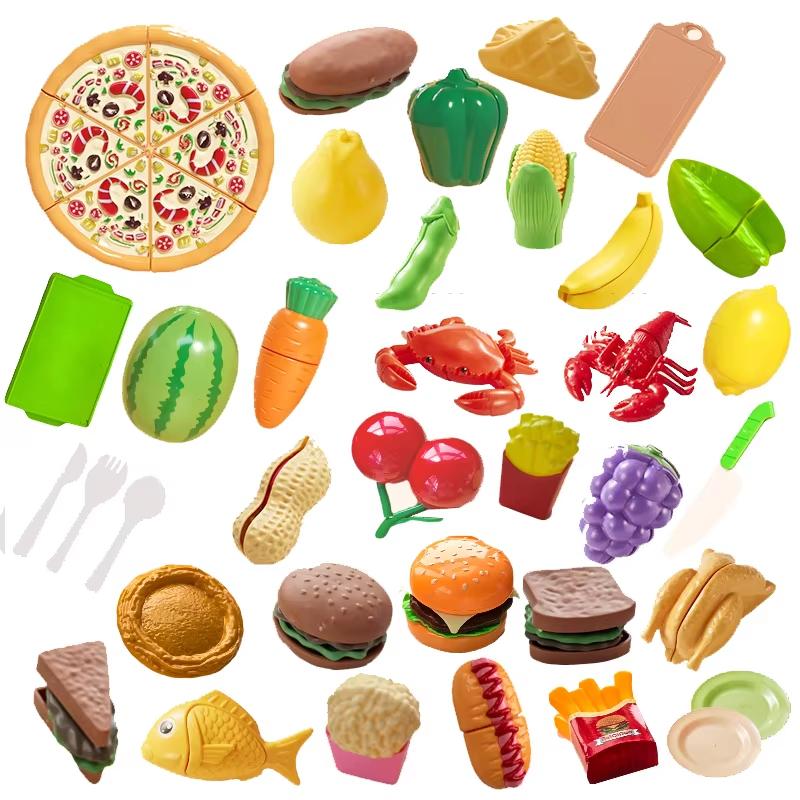 Детская мини-кухня Игрушка для ролевых игр Имитация еды Гамбургер Овощи и фрукты Аксессуары для детей Образовательный подарок