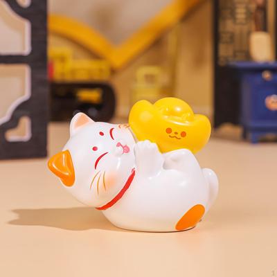 Статуэтка счастливого кота, креативная статуэтка, подарок на день рождения, милая скульптура, настольное украшение для дома, спальни