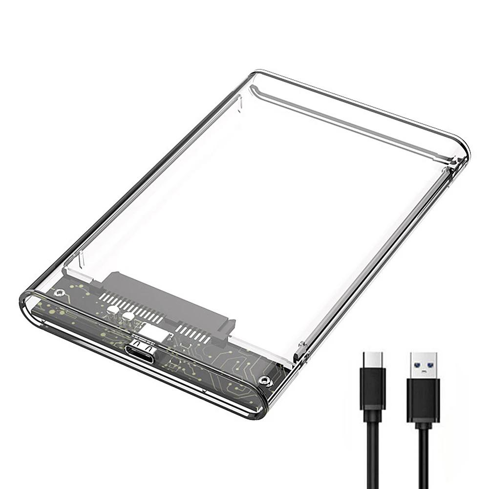 USB Type C Корпус для HDD SSD Портативный Прозрачный Внешний Жесткий Диск Кейс 2.5 Дюйма SATA Бокс для MacBook ПК Компьютера