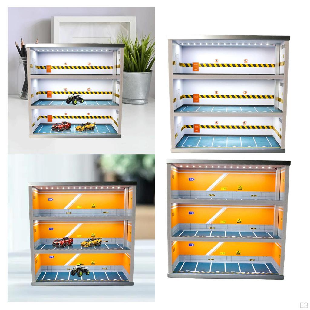 1:64 Diecast Car Display Case Vehicle Scene Toy Background, Backdrop Collection Garage Diorama with
