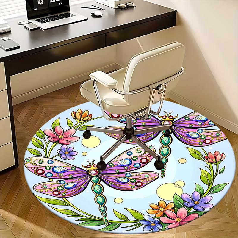 Colorful Dragonfly Office Carpet Chair Mats, Home Decor, Sofa Rug, Office Carpet Gift for Any Room1118150a