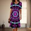 Женская мода изящный абстрактный принт лето весна короткий рукав О-образный вырез повседневные платья