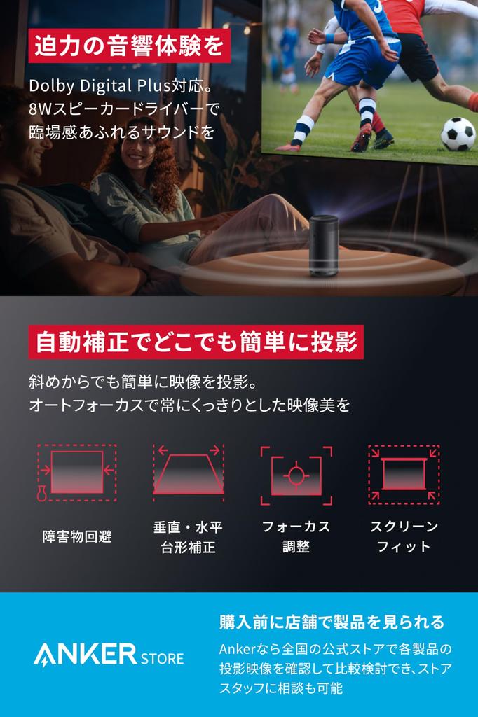 Проектор Anker Nebula Capsule 3 с Google HD 200 ANSI люмен Максимум 120 дюймов Динамик 8 Вт Автоматическое предотвращение препятствий Вертикально и горизонтально