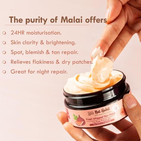 Nat Habit - Увлажняющий крем с инжиром и розой, Skin Malai, крем и масло для тела, холодный зимний крем, увлажнение 24 часа, масло ши, молоко, 120 мл (Пакет из 1)