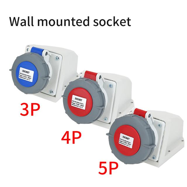 Промышленный разъем Мужской Женский разъем 3P/4P/5Pin Электрический разъем 16A 32A IP67 Водонепроницаемая настенная розетка 220V 380V