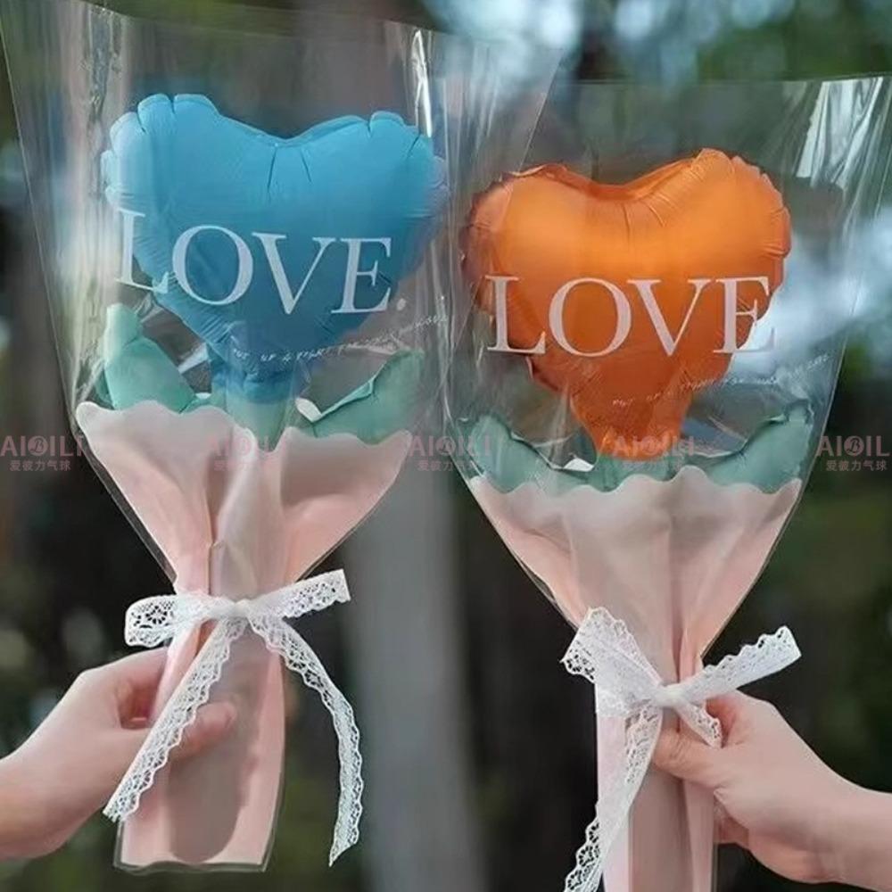 5/10Pcs Flower Shape Love Heart Balloons Aluminum Foil Balloon Bouquet  Mother's Day