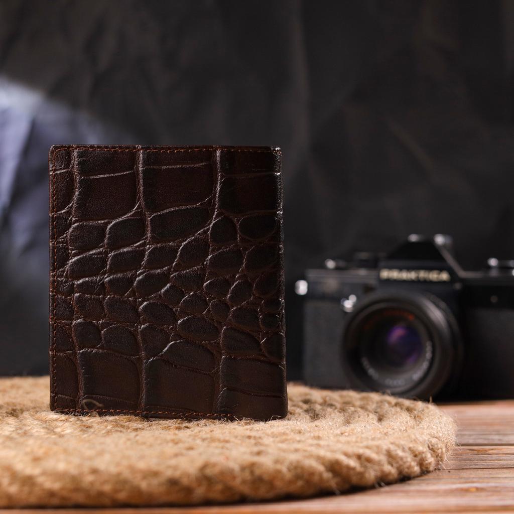 Стильное мужское портмоне из натуральной фактурной кожи CANPELLINI Purse 21497 Коричневое