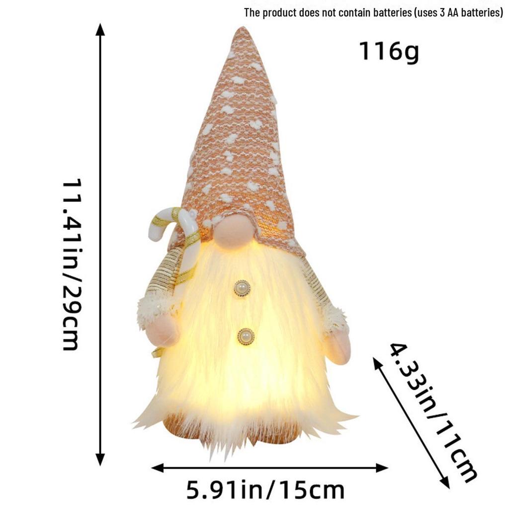 Кукла Рудольф и украшения в виде гномов без лиц с огоньками и пайетками для Рождества