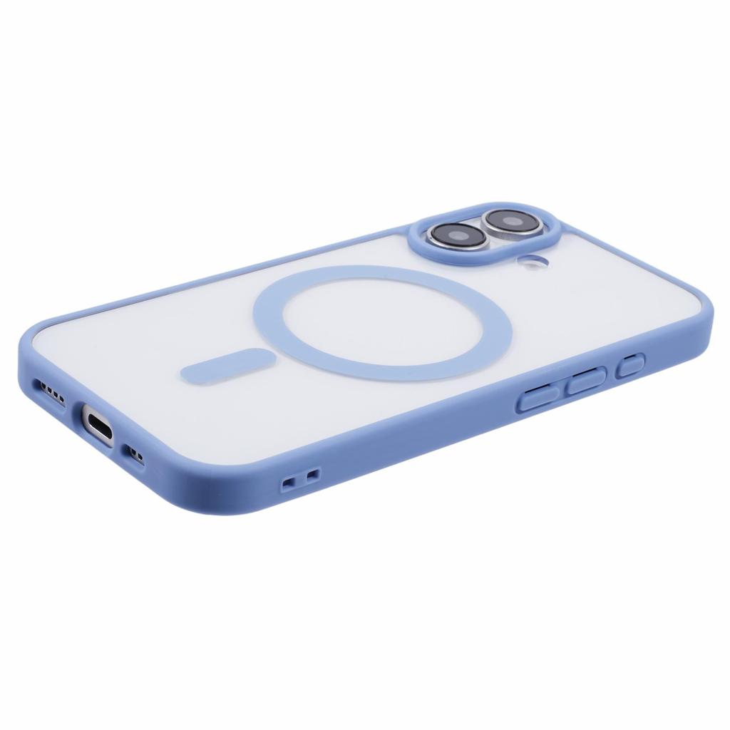 For iPhone 16 Case Compatible with MagSafe Shockproof PC+TPU Clear Phone Cover - Blue