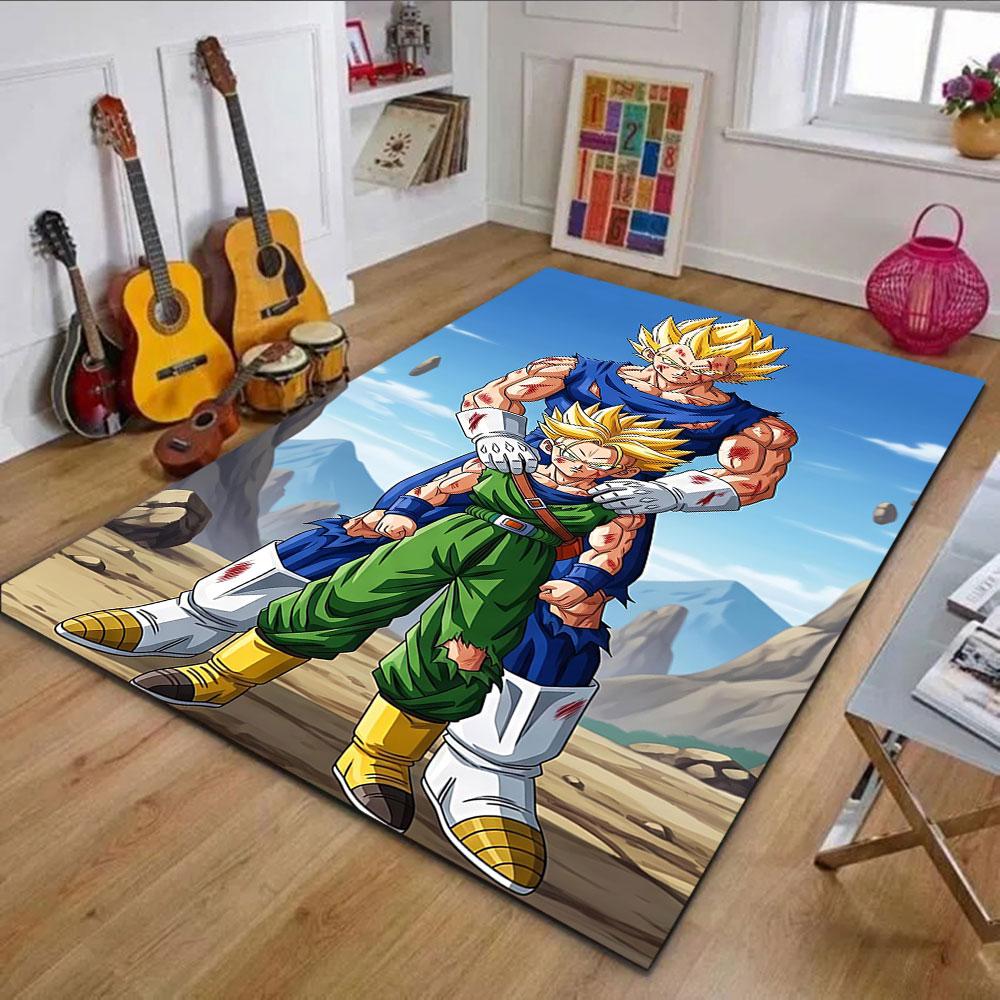 Saiyan Warriors in Battle Stance Patterned carpet, non slip mat suitable for living room and bedroom sofas
