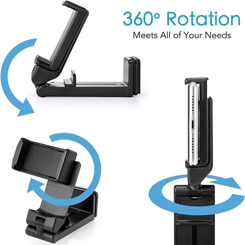 Foldable Travel Mobile Phone Stand, Portable Desktop 360-Degree Rotating Multi-functional Retractable Mobile Phone Stand