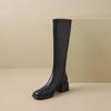 Женские сапоги на высоком каблуке, модные осенне-зимние однотонные рыцарские сапоги оверсайз на толстом каблуке