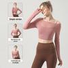 Женский комплект для йоги на раннюю осень: Топ спортивный с подкладкой и сетчатый лонгслив для пилатеса