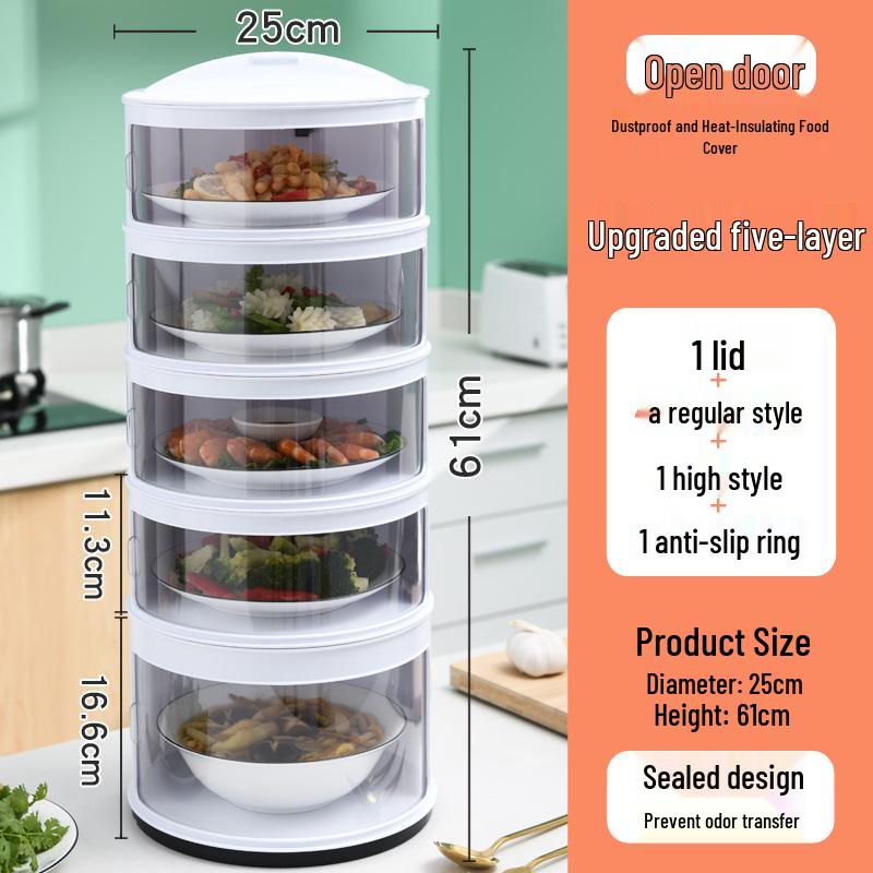 Многослойная утепленная крышка для еды: Пыленепроницаемый, сохраняющий свежесть пластиковый контейнер для хранения остатков