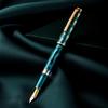 Hongdian N7 Piston Fountain Pen Fine Nib Blue Acrylic Peacock Pattern