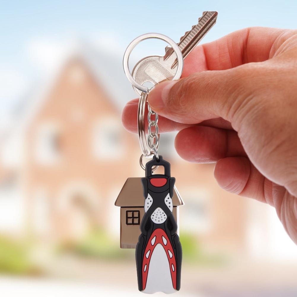 PVC Diving Theme Key Unique Short Flipper Shape Keychain Fin Key Gift