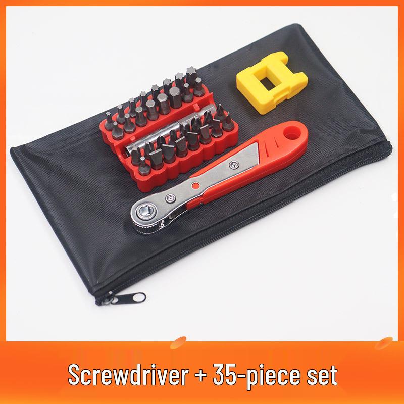 36-Tooth Ratchet Screwdriver and Bit Socket Set with L-Shaped Wrench for Household Repairs