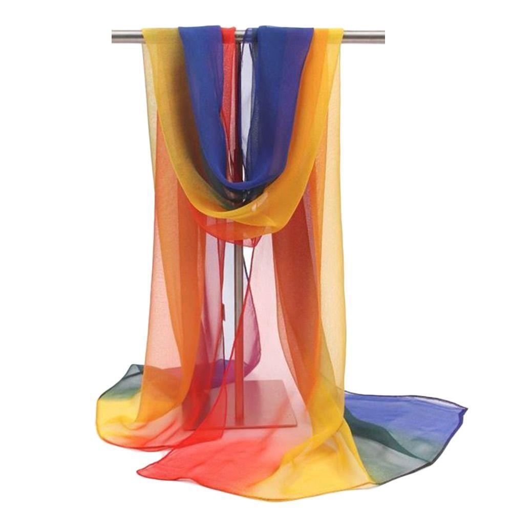 Sun Protection Shawls Gradient Solid Color Pashmina Summer Wrap Hijab  Women