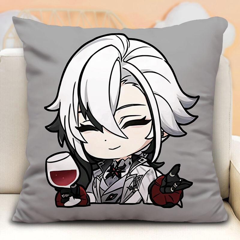 Наволочка с изображением слуги Арлекино из Genshin Impact, периферийные устройства в стиле аниме, наволочка на диванную подушку, наволочка на подголовник автомобиля