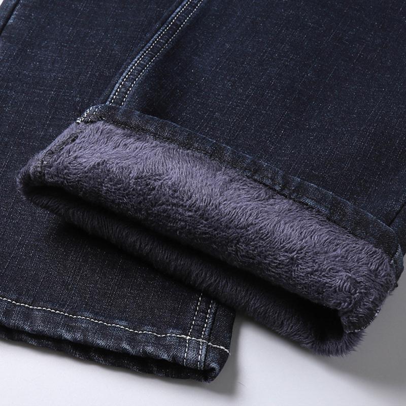 Autumn and Winter High Waist Denim Men's Loose Straight Stretch Cashmere Slim Business Casual Jeans Long Pants