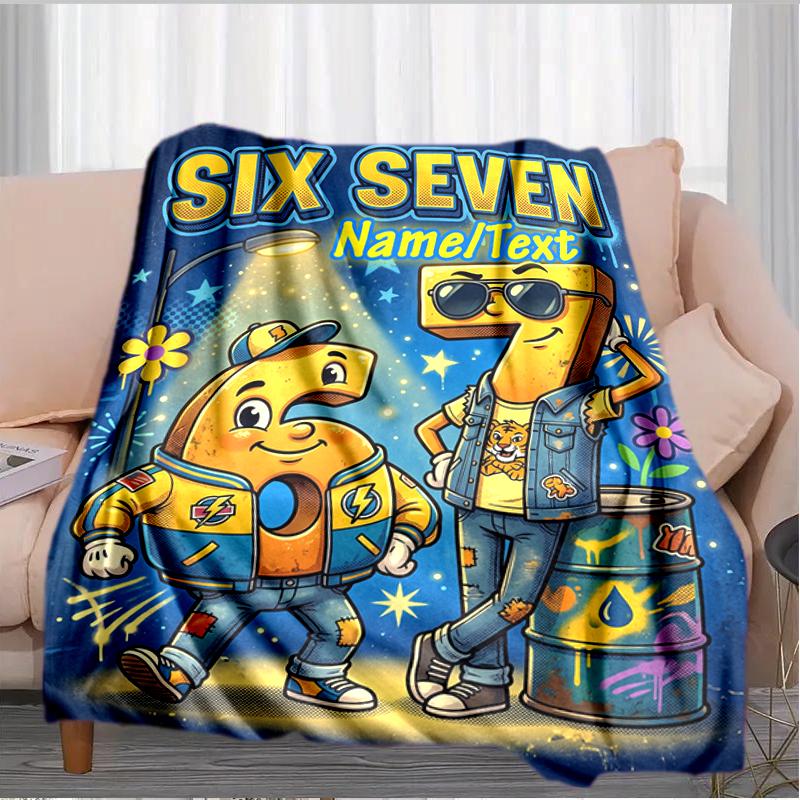 1PC Custom Name "Six Seven Adventure" flannel blanket versatile,all-season throw suitable for the living room,bedroom,camping,travel,and gift
