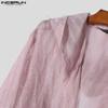INCERUN Мужские прозрачные длинные кардиганы с кисточками и кимоно с открытым передом и капюшоном