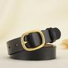 Women'S Belt Simple Real Cowhide Black Belt Genuine Leather Student Decorative Jeans Belt Women