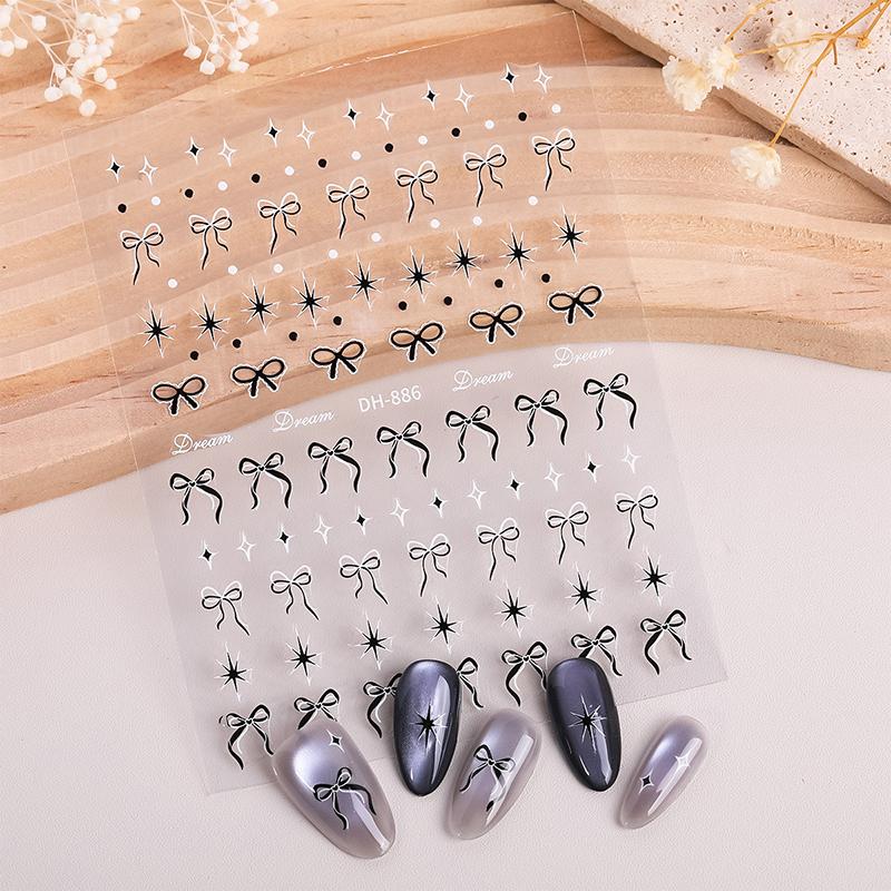 Лента бант нейл-арт наклейка универсальный горошек четыре звезды сделай сам самоклеящиеся слайдеры наклейки аксессуары для женщин девочек