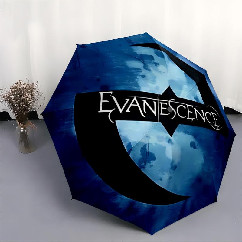 1 шт. Автоматический зонт Evanescence Music, 8 спиц, портативный складной, черная железная рама, для улицы, пляжа, путешествий, пляжный зонт