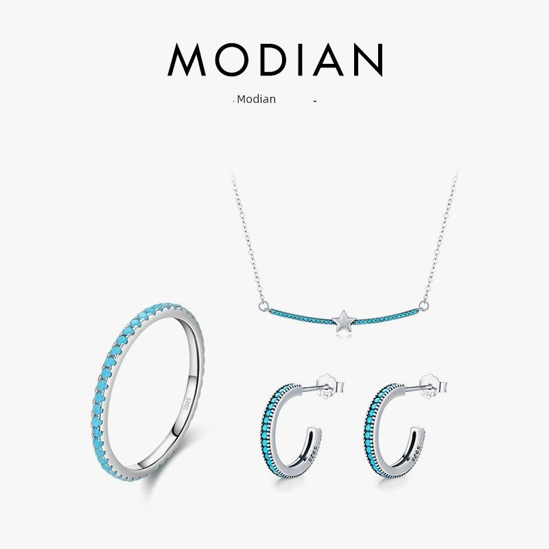 Modian Серебряное кольцо на мизинец 925 пробы, нишевый стиль, бирюза