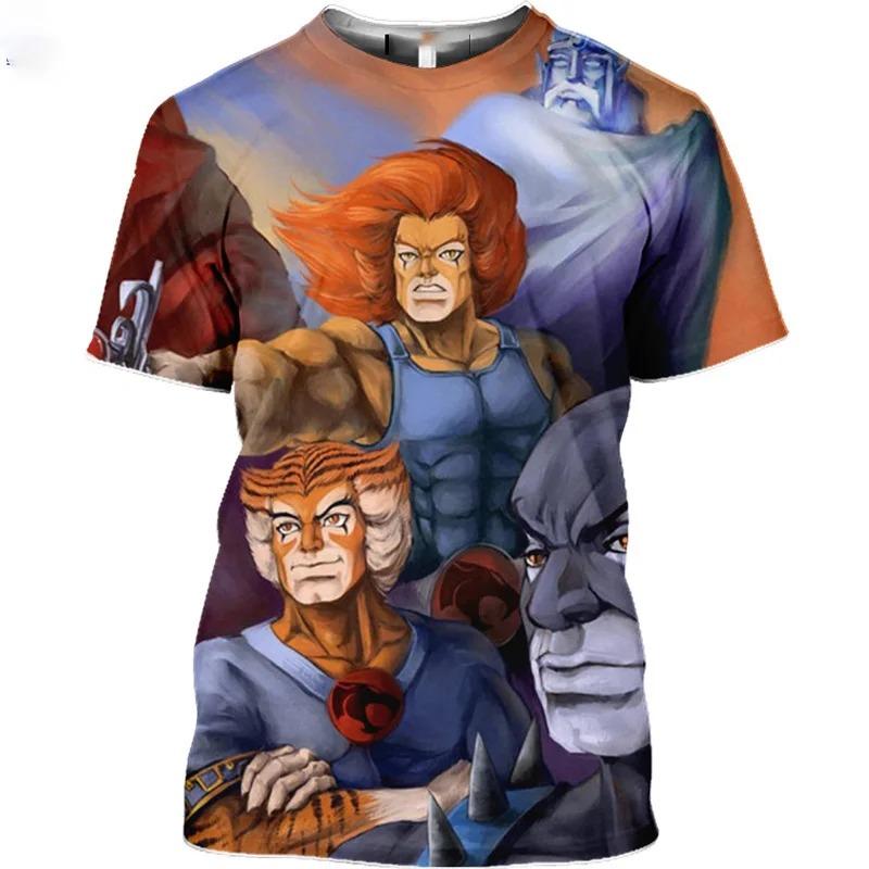 Летняя Аниме Футболка 2025 Thundercats 3D Принт Мужская Женская Модная Оверсайз Детская Мальчик Кавайные Футболки Топы Девочка Мужская Одежда